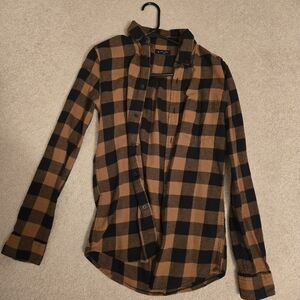 J. Crew Black and Brown Plaid Men's Shirt